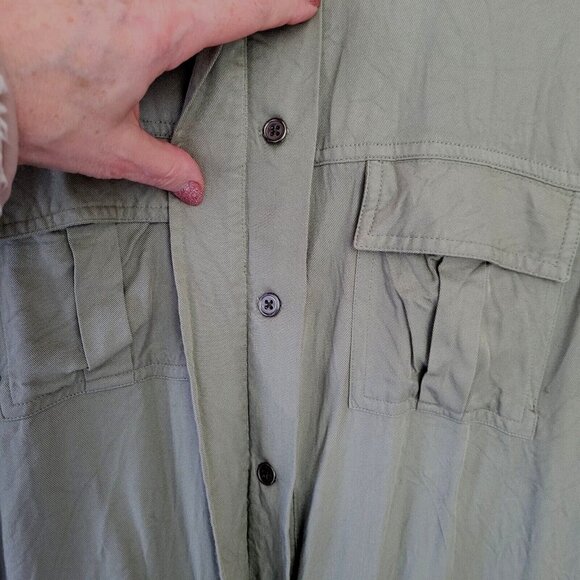 Kensie Jeans Soft Utility Jacket Shacket Womens Size M Green Adjustable Waist - Picture 3 of 8